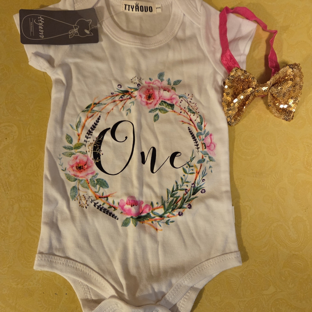 Pink and White Floral Bodysuit for Special Occasions